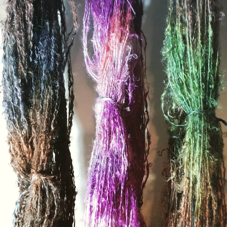 Handspun, Handdyed Mohair Yarn - Skeins